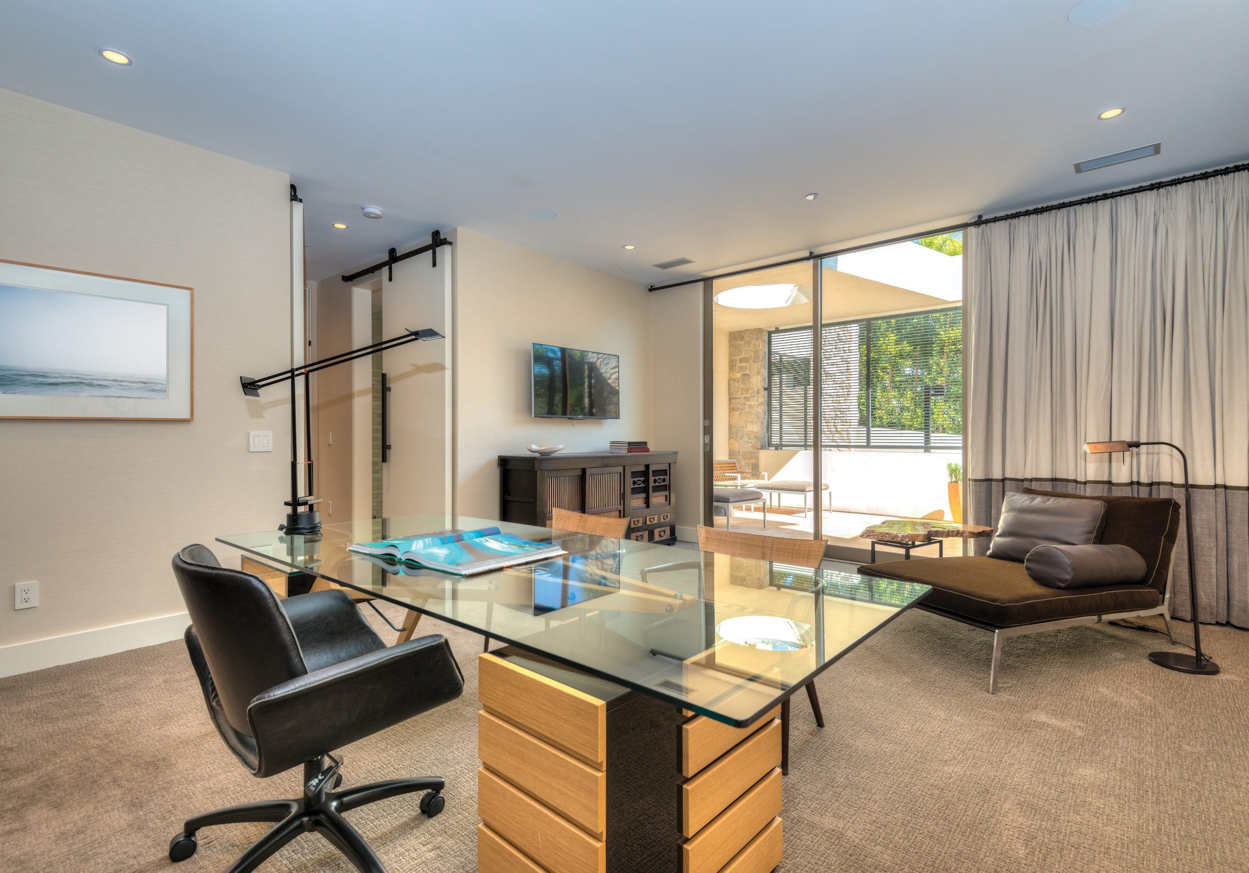office with glass table