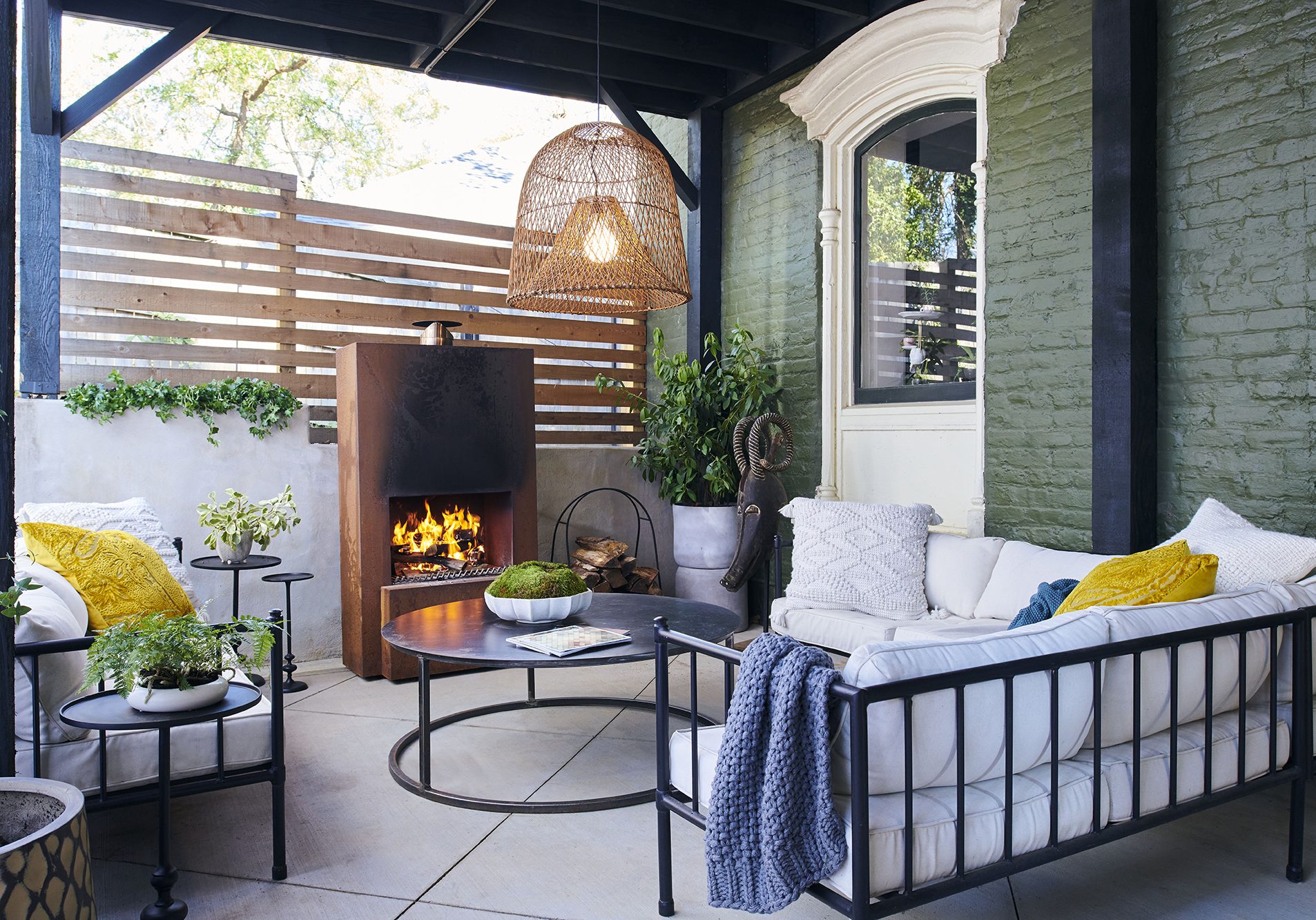 outdoor space fireplace